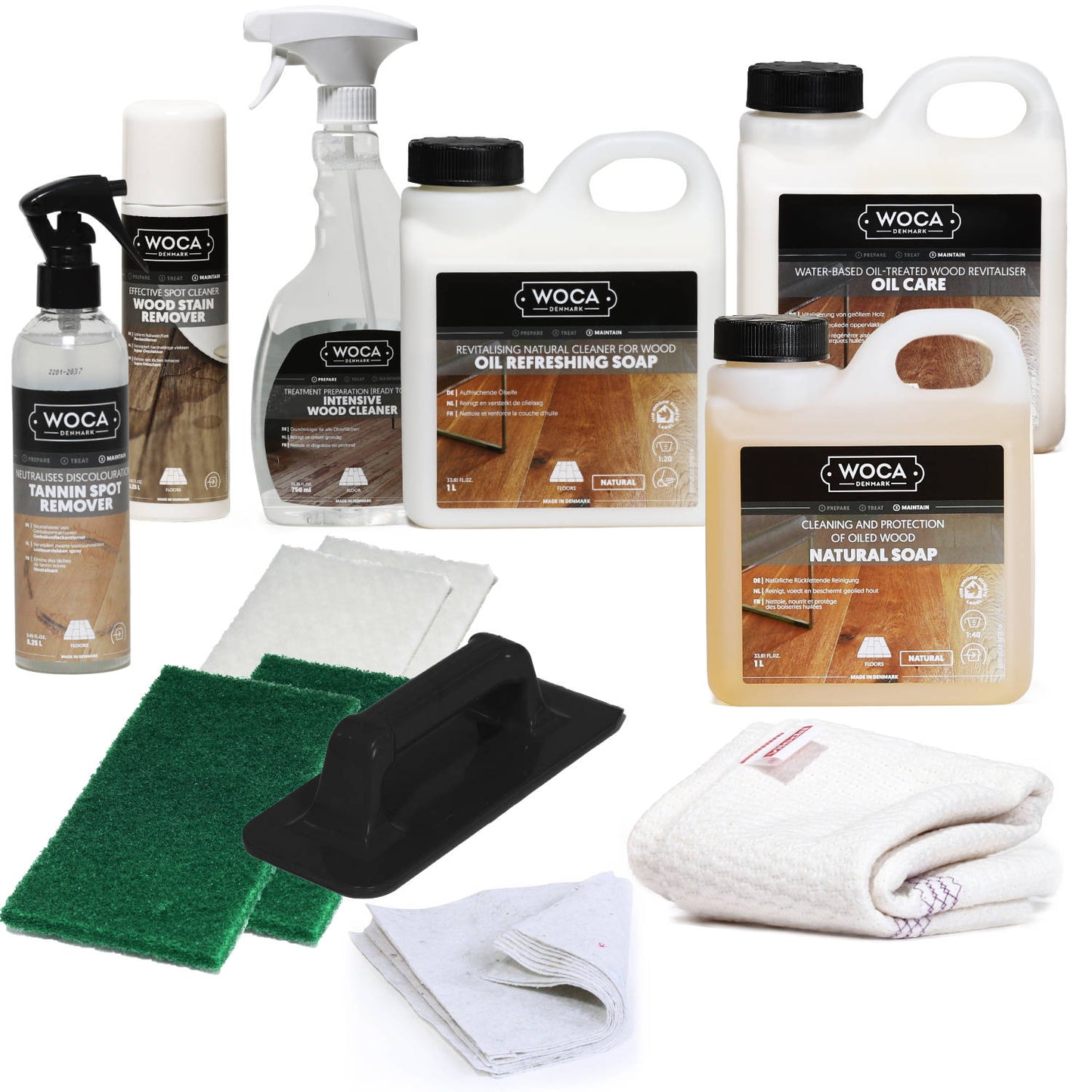 All in one Flecken- und Reinigungsset mit Woca