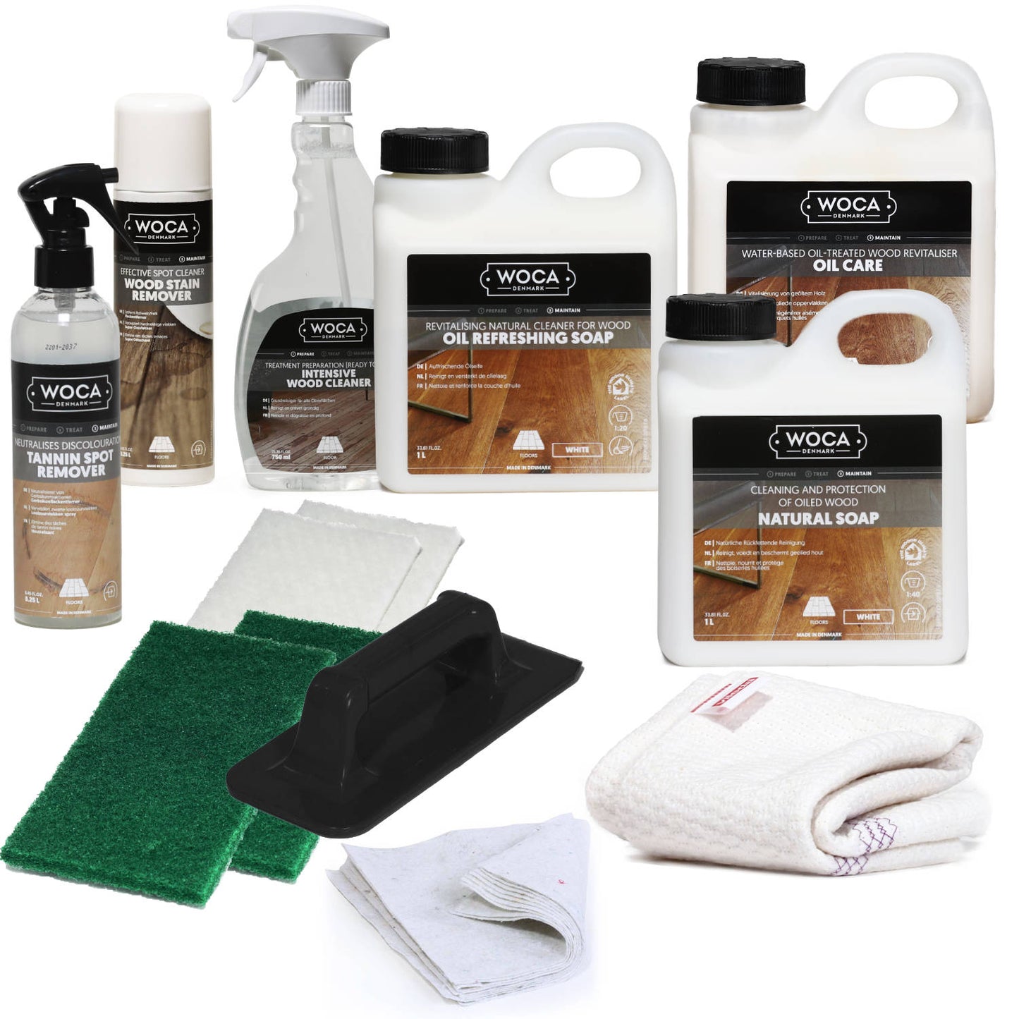 All in one Flecken- und Reinigungsset mit Woca