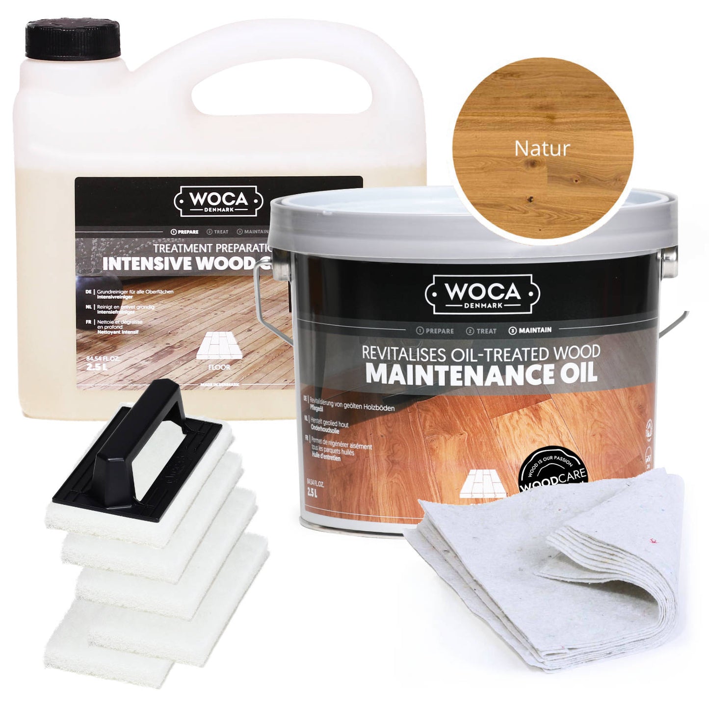 WOCA Parkett Pflegeöl Spar-Set für bis zu 100m²