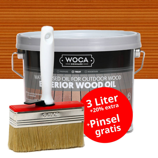 WOCA Terrassenöl (2,5l oder 3l) mit Auftragspinsel